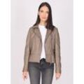 Lederjacke MAZE "4202129", Damen, Gr. L, grau (taupe), Obermaterial: 100% Leder / Innenfutter: 100% Baumwolle / Ärmelfutter: 100% Polyester, Jacken