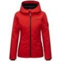 MARIKOO Damen Sportliche Outdoorjacke Übergangs Regenjacke mit Kapuze Brombeere