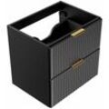 Waschtischunterschrank 60cm ADELAIDE-56-BLACK in matt schwarz mit gerilllter Front, b/h/t ca. 60/57/46 cm