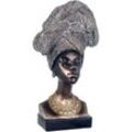 Afrikanische Figurenfiguren Abbildung afrikanischer Kopf und Elefanten schwarz 40x16x23cm 25121 - Signes Grimalt