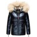 NAVAHOO Damen Winterjacke Warm Gefütterte Steppjacke mit Kunstfellkapuze Tikunaa