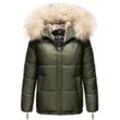 NAVAHOO Damen Winterjacke Warm Gefütterte Steppjacke mit Kunstfellkapuze Tikunaa