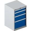 Schäfer Shop Select Schubladenschrank 27-27, 4 Schubl., bis 200 kg, B 564 x T 572 x H 850 mm, enzianblau/weißaluminium