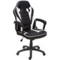 Neuwertig] Bürostuhl HHG 063, Schreibtischstuhl Drehstuhl Racing-Chair Gaming-Chair, Kunstleder schwarz/weiß