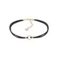 Elli Collier Halsband schwarz Choker mit Kreis 925 Silber, goldfarben