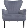 Neuwertig] Lounge-Sessel HHG 737, Cocktailsessel Polstersessel Sessel, Samt (280g/m²) grau