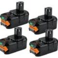 4 x 6.0Ah 18 V Lithium Akku Ersatz für Ryobi One Plus Akku BPL1815 P104 P108 P102 P103 P105 P107 P109 P122 BPL-1815 BPL-1 BPL822