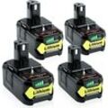 4X5.0Ah 18V Lithium Akku Ersatz für Ryobi One Plus Akku P104 P108 P102 P103 P105 P107 P109 P122 BPL-1815 BPL-1820G BPL18222