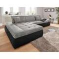 DOMO collection Ecksofa PB Moric wahlweise mit Bettfunktion + Armteilverstellung, L-Form, im XXL-Format, B/T/H:300/172/80 cm, feine Steppung, grau|schwarz