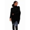 YC Fashion & Style Longpullover Strickpullover asymmetrisch Plus Size mit Rollkragen (1-tlg) in Unifarbe, mit überschnittenen Schultern, schwarz