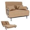 Schlafsessel MCW-K29, Klappsessel Schlafsofa Gästebett Relaxsessel, Liegefläche 186x97cm Stoff (270g/m²) ~ creme-beige