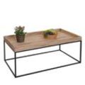 Couchtisch MCW-K71, Kaffeetisch Beistelltisch Tisch, Holz massiv Metall 46x110x60cm ~ naturfarben