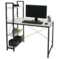 Schreibtisch mit Regal MCW-K81, Laptoptisch Bürotisch Arbeitstisch, 100x60cm Metall MDF ~ Marmor-Optik weiß