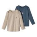 2 Baby-Langarmshirts - Blau/Meliert - Baby - Gr.: 50/56