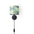 Paco Home Tischlampe Schreibtischlampe Wandlampe Stoff Nachttisch E14 Blumen Jungle Deko Wandleuchte - Schwarz, Design 3 (Ø18 cm)