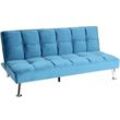 Neuwertig] Sofa HHG 557, Klappsofa Couch Schlafsofa, Nosagfederung Schlaffunktion Liegefläche 181x107cm Samt, blau