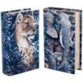 Buchkästen Dekoration Tigre und Elephant Book Box 2 Einheiten Boxen Blau Buch 13x21x5cm 26840 - Signes Grimalt