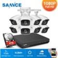 Sannce - 8CH 1080p Sicherheitskamerasystem 5 in 1 cctv dvr Recorder Wasserdichte kabelgebundene Videoüberwachung 8 Kameras – 3 tb Festplatte