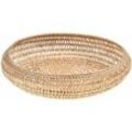 Dekoschale Natur aus Rattan ⌀ 36 cm Rund Tischdeko Dekoration Wohnaccessoire für Esstisch Obstschale Boho Modern