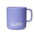 Design Letters - AJ Favourite Porzellan Becher mit Henkel, Happy / pale iris