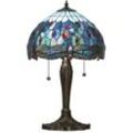 Interiors Dragonfly Blue - 2 leichte kleine Tischlampe dunkelbronze, blau, Glas im Tiffany-Stil, E27