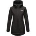 MARIKOO Damen Sportliche Jacke Outdoorjacke Lange Übergangs Regenjacke mit Kapuze Honigbeere