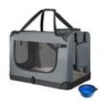 Juskys Hundetransportbox Lassie XL (grau) faltbar mit Decke - 56x81x58 cm Hundetasche Hundebox