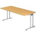 Hammerbacher VNS19/6/SDEAUFB Nicht Höhenverstellbar Gerader Schreibtisch Buche Melamin Silber T-Fuß 1.800 x 800 x 720 mm Mit Aufbau