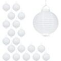 20 x led Lampions weiß, batteriebetrieben, Lampion Set für Draußen & Drinnen, zum Aufhängen, Papierlaterne, ø 20cm, white