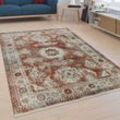 Kurzflor Wohnzimmer Teppich Orient Design Used-Look Modern Bordüre Bunt 160x230 cm - Paco Home