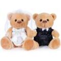 BRUBAKER Kuscheltier Teddybär Hochzeitspaar - 25 cm Braut und Bräutigam Teddy Set (Hochzeitsgeschenk für Brautpaar, 1-St., Kuscheltiere mit Anzug und Brautkleid), Geschenk für Hochzeit und Verlobung, braun|schwarz