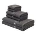 Home affaire Handtuch Set Kelly, Frottier (Set, 6-St), Handtücher mit gestreifter Bordüre, 100% Baumwolle, leichte Qualität, grau