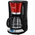 RUSSELL HOBBS Filterkaffeemaschine Colours Plus+ Flame Red 24031-56, 1,25l Kaffeekanne, Papierfilter 1x4, rot|schwarz|silberfarben