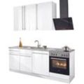 wiho Küchen Küchenzeile Chicago, mit E-Geräten, Breite 220 cm, grau|weiß