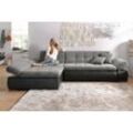 DOMO collection Ecksofa Moric B/T/H 300/172/80 cm, auch in Cord, L-Form, XXL-Format, wahlweise auch mit Bettfunktion und Armverstellung, grau|schwarz