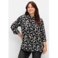 Bluse in A-Linie, mit grafischem Print und 3/4-Arm, schwarz-weiß gemustert, Gr.40