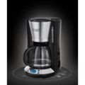 RUSSELL HOBBS Filterkaffeemaschine Victory 24030-56, 1,25l Kaffeekanne, 1x4, Digitale Glas-Kaffeemaschine, schwarz|silberfarben