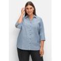 Bluse in Jeansoptik mit Schmetterlingsprint, light blue Denim, Gr.52