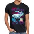 style3 Print-Shirt Herren T-Shirt Delorean Zeitmaschine zeitreise 80er McFly auto, schwarz