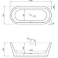 Koralle Badewanne T700 185/80 Acryl oval 1850x800x480 weiß VN120185080201