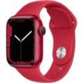 APPLE Watch Series 7 (GPS + Cellular) 41mm Smartwatch Fluorelastomer, 130 - 200 mm, Armband: Rot, Gehäuse: Rot