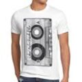 style3 Print-Shirt Herren T-Shirt DJ Kassetten fotodruck mc musik disco 80er 90er retro S M L XL XXL XXXL, weiß