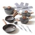 STONELINE® CERAMIC Back to Nature Kochgeschirr-Set, 14-tlg., Keramik-Beschichtung, mit Glasdeckeln