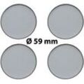 4 x Ø 59 mm Polymere Aufkleber / Chrom-Optik / Nabenkappen, Felgendeckel