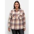 Karierte Bluse aus weich angerautem Flanell, beere gemustert, Gr.46