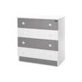 Lorelli Kommode Dresser 81 x 50 x 86 cm, 4 große Schubladen, schnelle Montage weiß dunkelgrau