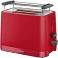 BOSCH Toaster MyMoment TAT3M124, 2 Schlitze, für 2 Scheiben, 950 W, entnehmbarer Brötchenaufsatz, Auftaufunktion, Brotzentrierung, AutoOff, rot