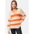 PM SELECTED Damen Warmer Strickpullover Pullover mit Candy Stripes in Einheitsgröße PM67