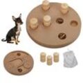 Interaktives Intelligenzspielzeug für Hunde, 2in1 Futterspielzeug, für Leckerli, Schnüffelspiel, mdf, natur - Relaxdays