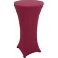 HHG - neuwertig] Set Stehtisch + Stehtischhusse 097, Bistrotisch Tischhusse, klappbar höhenverstellbar ø 60cm Husse bordeaux-rot